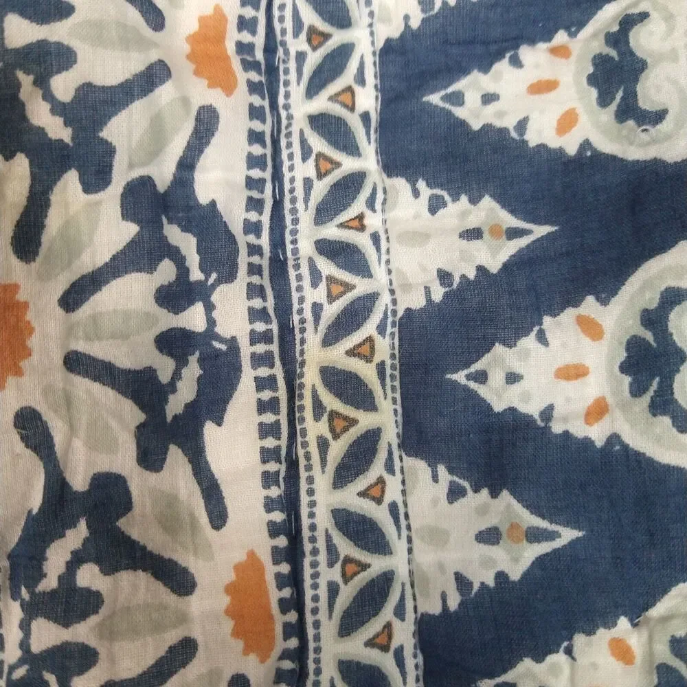 2 Pottery Barn Pillow Covers 26 X 20 Scroll Bohemian Design Blue Brown